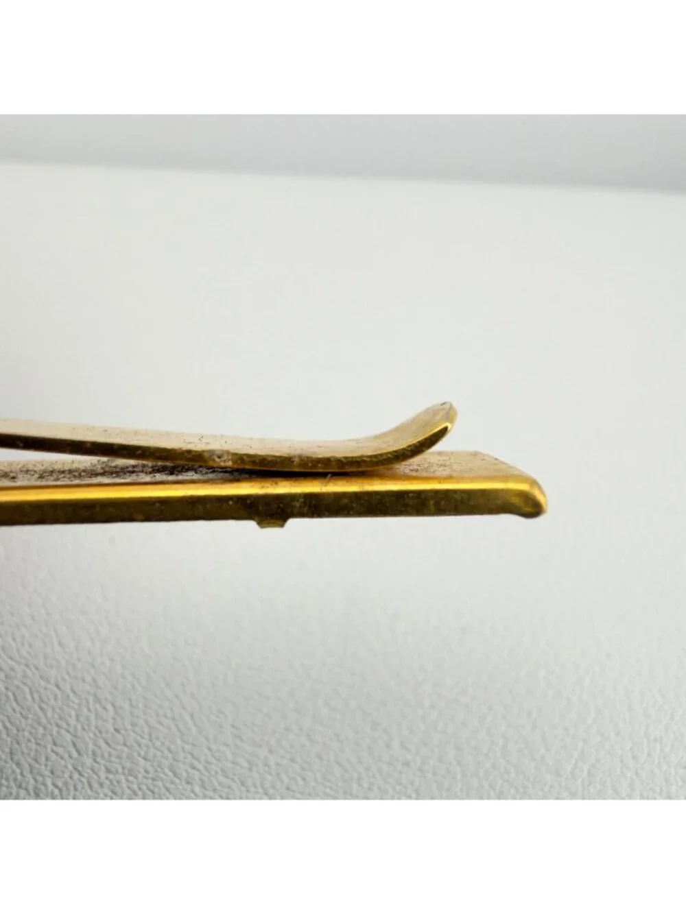 Vintage Damascene Tie Clip Bar Made In Spain Etched Gold Tone Black